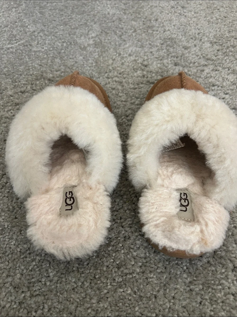 UGG Kids Chestnut Suede Shearling Cuff Slip-Ons